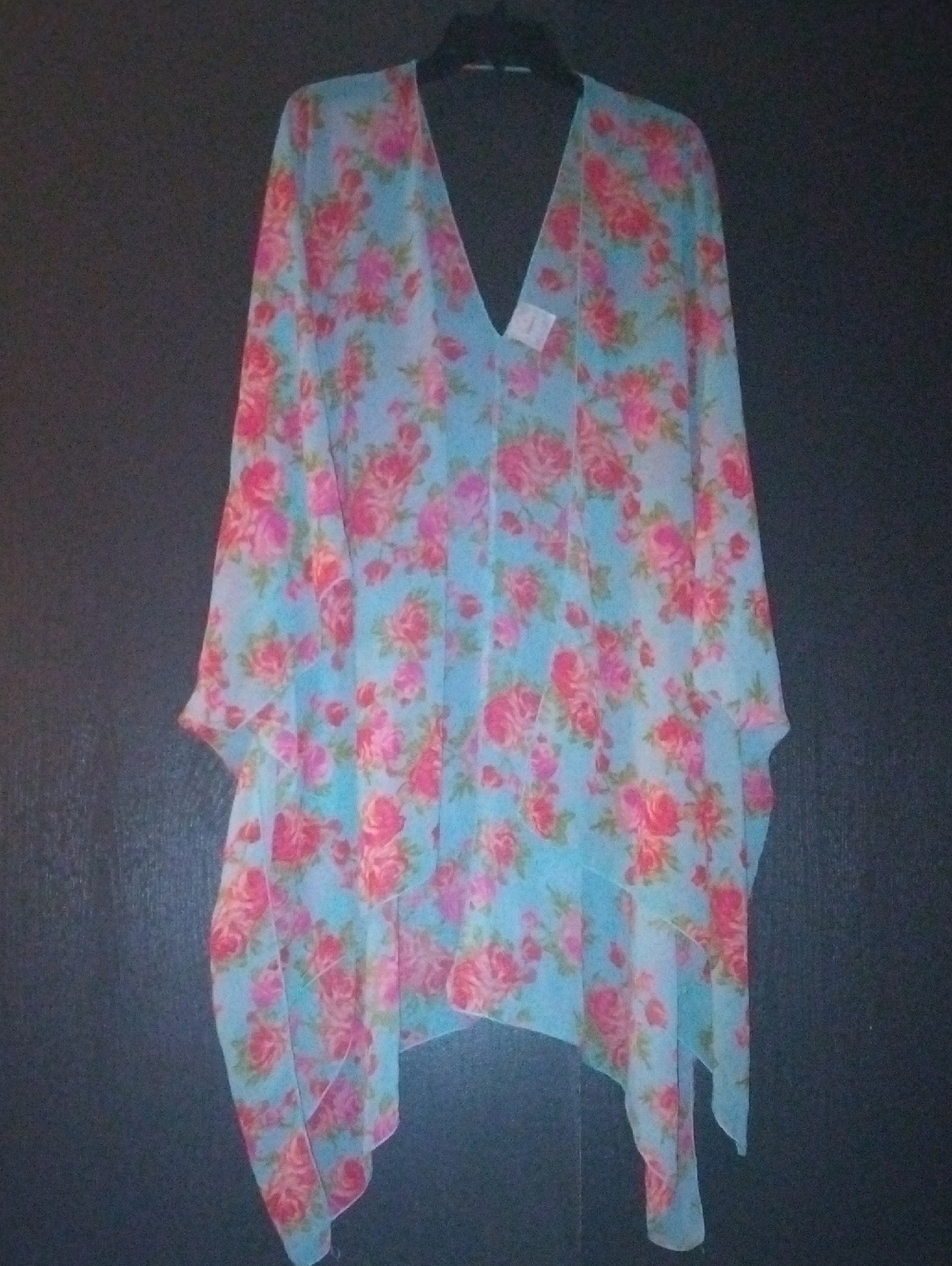 NYMPHE Mint and Pink Floral Sheer Kimono